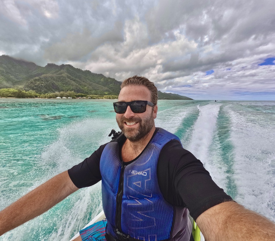 David Pruter on turquoise water